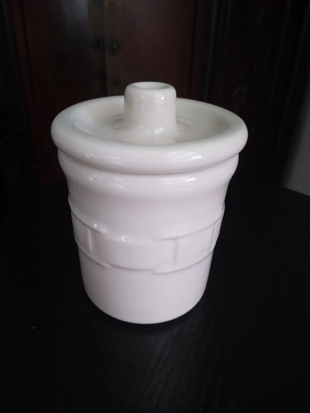 Vintage Longaberger Woven Traditions Ivory Condiment Crock with Lid MADE IN USA
